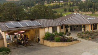 Winery building with solar panels